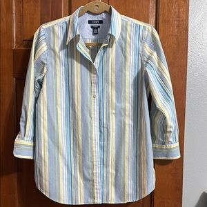 Chaps No Iron Multicolor Striped Button-Down Shirt